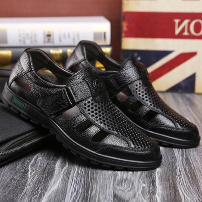 Fashion Classic High Quality Cow Leather Sandals Summer Outdoor Handmade Men Sandals Fashion Comfortable Men Beach Hollow Leather Shoes