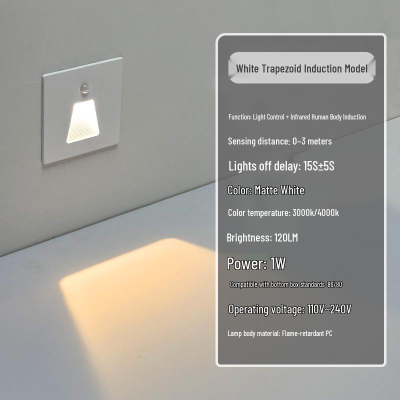 Ultracienka lampka nocna z czujnikiem magnetycznym do wbudowania typu 86 na schody i korytarze