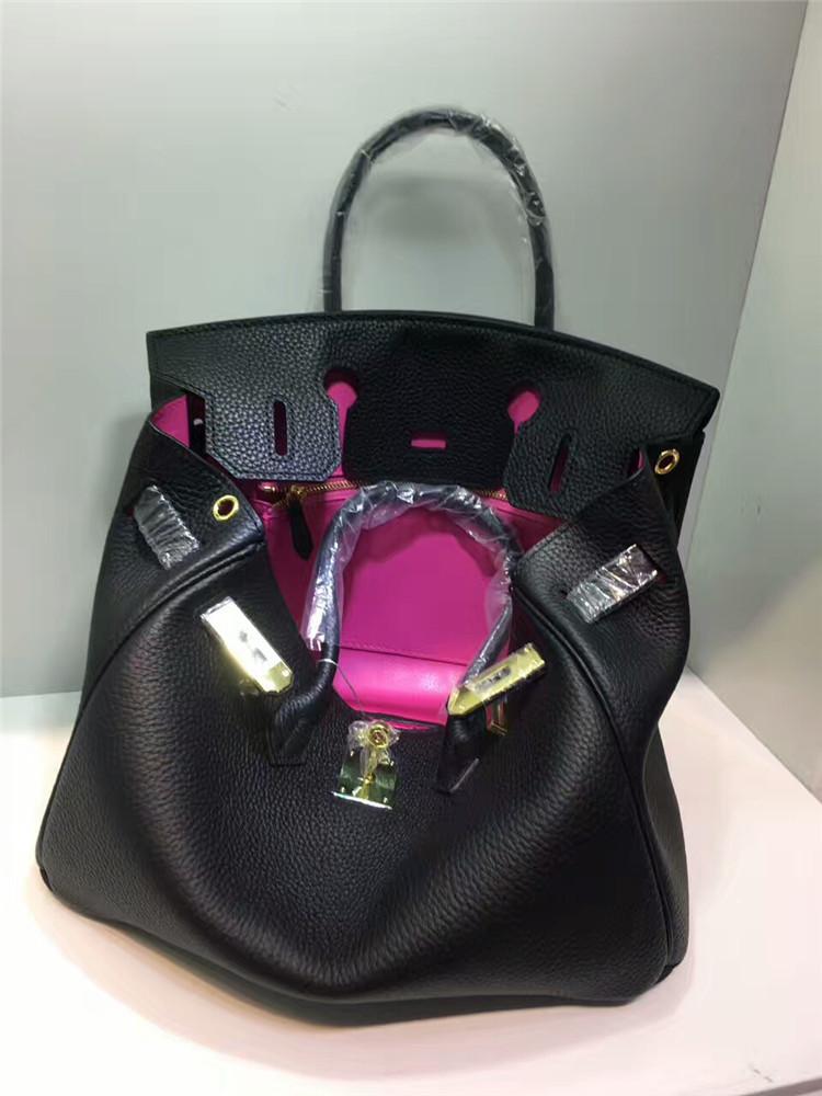 Classic platinum 30 inner color matching lychee pattern first layer cowhide single shoulder diagonal span portable cowhide women s bag 25CM