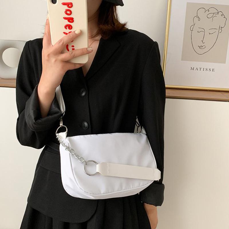 Neformální crossbody kabelky pro ženy s řetízkovým nylonovým jednobarevným ramenem