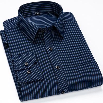 Çizgili Erkek Gömlek Uzun Kollu Regular Fit Klasik Erkek Casual Gömlek Ön Cepli