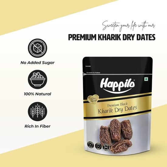 Happilo Premium Black Kharik Dry Dates Chuhara 500g Pack of 2