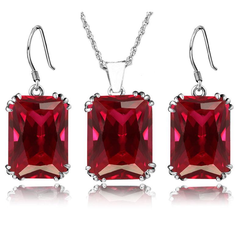 

Женские Элегантные Украшения Сплав Цинка Блестящие Квадратной Формы Стразы Серьги-Крючки Цепочка Колье Набор Украшений