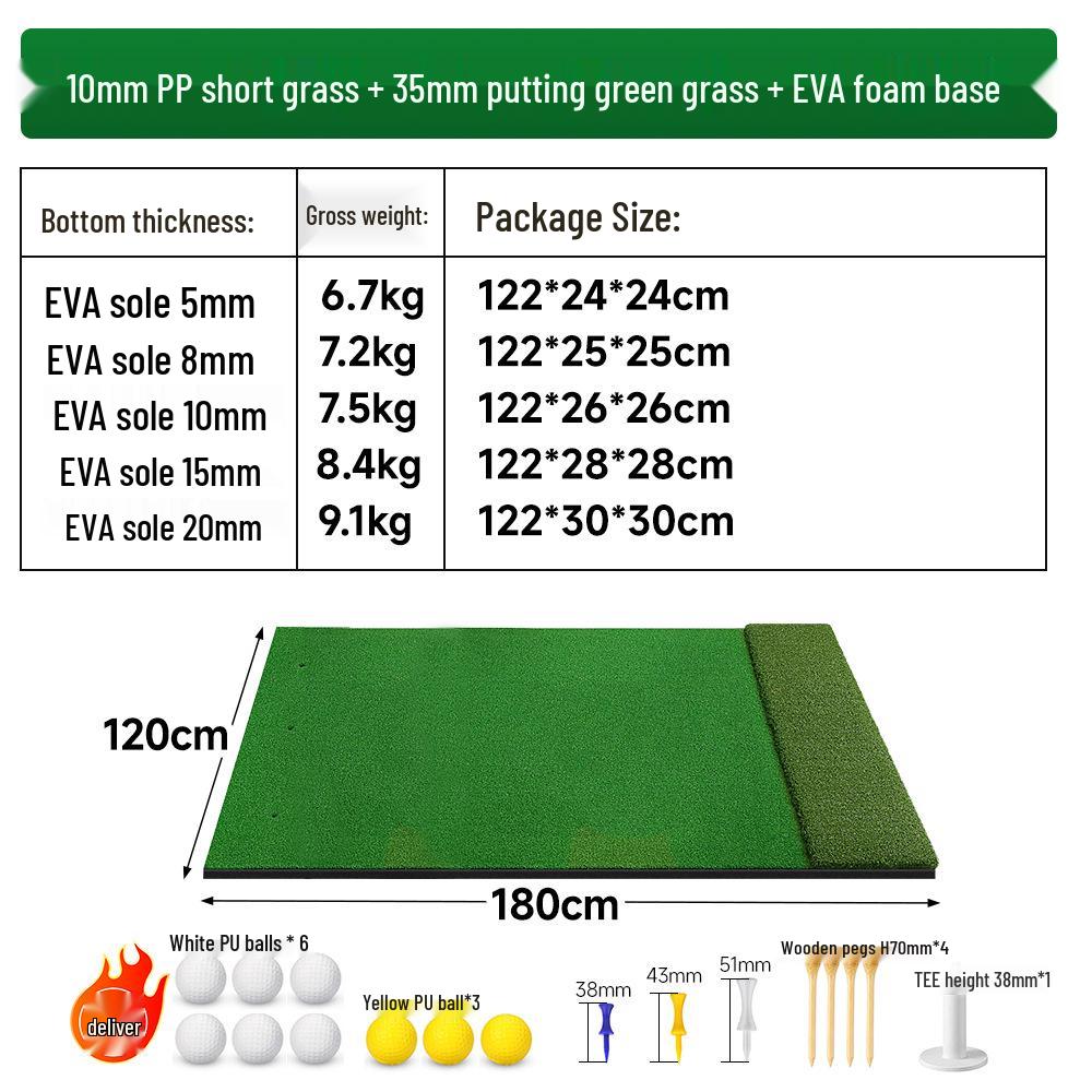 2-in-1 Golf Practice Mat with Tee Hole & Nylon Turf for Outdoor Swing Training