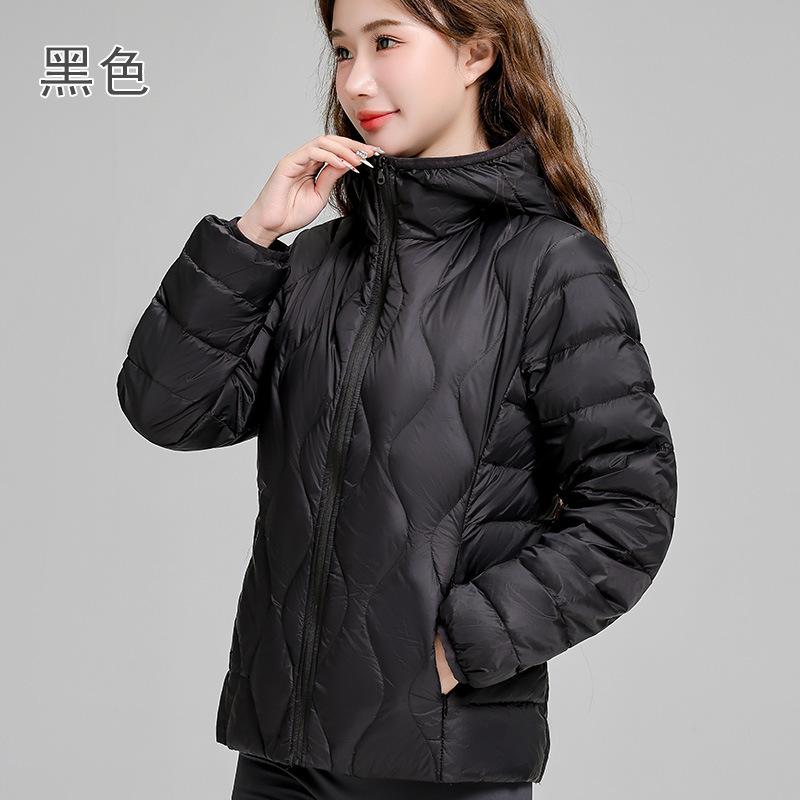 Pinghu Light and Thin Down Jacket Women's Short Hooded Autumn and Winter New Slim-fitting Versatile Long-sleeved White Duck Down Warm Jacket