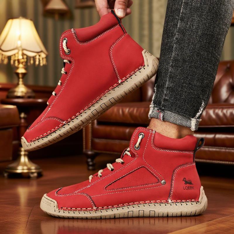 New Men's Nude Boots High Top Retro Anti Slip Work Shoes Outdoor Shoes Soft Homme Classic Ankle Non-slip Flats Moccasin Sneakers