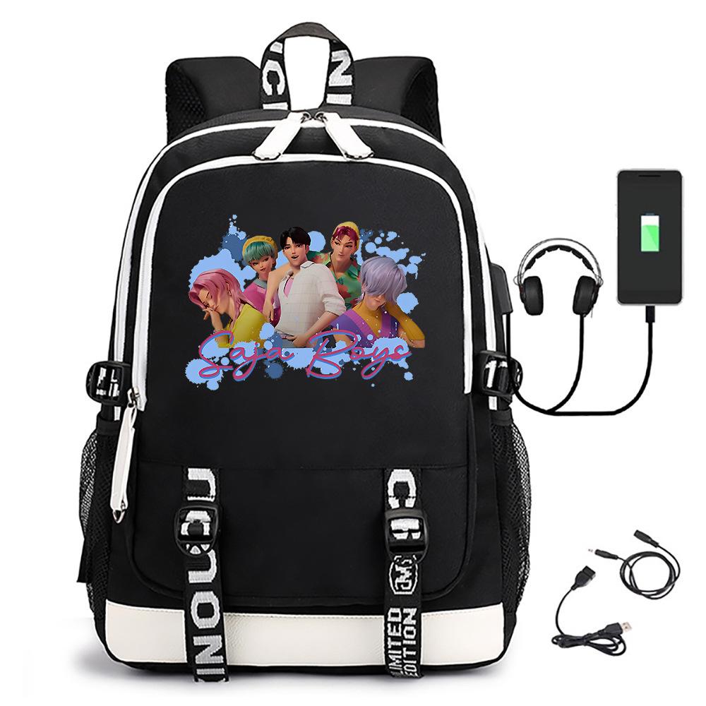 Heksenjager Sajaboys Bedrukte Middelbare School Student Campus Schooltas Grote Capaciteit Multifunctioneel Usb Casual Schooltas One size fits all