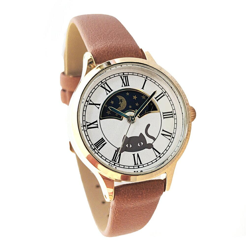 Wristwatch Cat Lovers Free Shipping - Ladies Sun Moon Watch Made Japan Features Changing Starry Sky Motif Stylish Cute Goods Gift Anniversary Birthday
