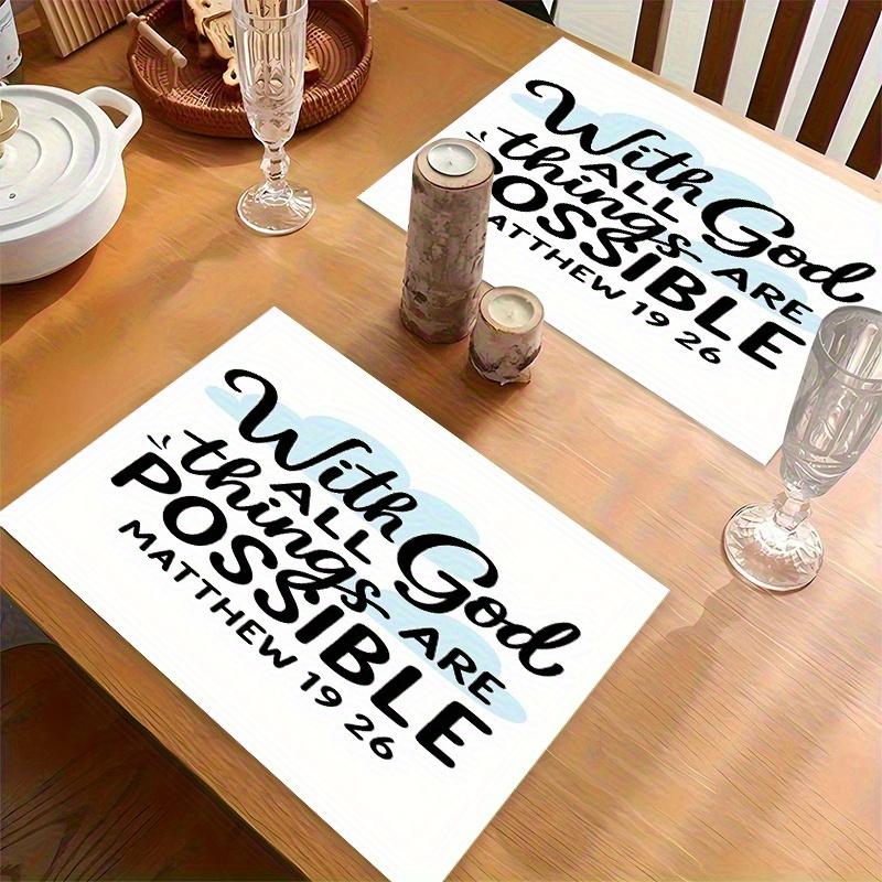 2pcs/4pcs/6pcs Religious belief Place mats (2D print)The combination of words and clouds. 11.8X17.7in-Soft Table Coaster Pad for Home Decor, Formal