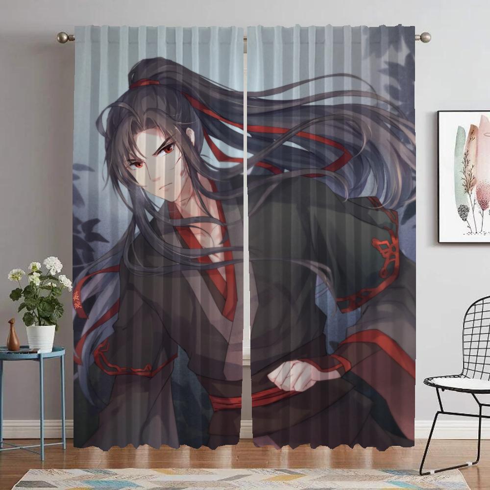 Küchenvorhänge für Kamera Mo Dao Zu Shi Tüll für Schlafzimmerabtrennung Wohnzimmervorhang Mückenschutzvorhänge 2 Stück Jalousien