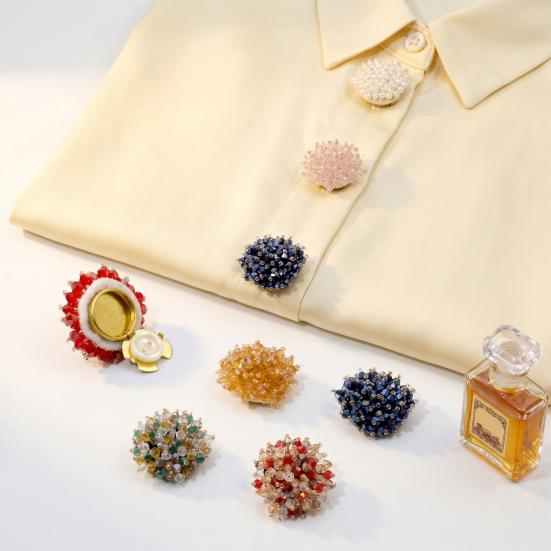Cufflinks Polished Smooth Surface Collar Pins with Imitation Crystal Inlay Sparkling Shine Suits Tuxedos Shirt Accessories