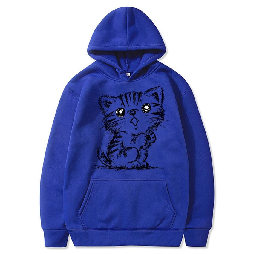 Herbst- und Winter-Katzen-Cartoon-Druck-Hoodie klassischer Stil College-Stil Herren- und Damen-Pullover modischer warmer Hoodie