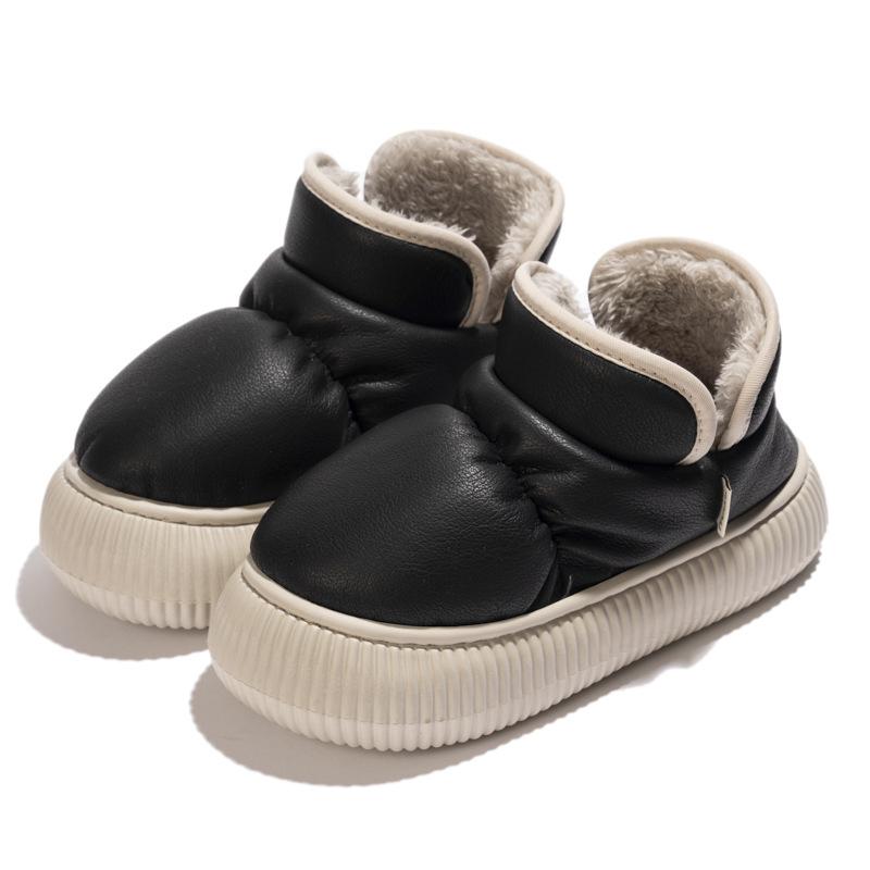 New high-grade waterproof PU versatile cotton shoes winter velvet warm thick sole heightening non-slip all-inclusive heels