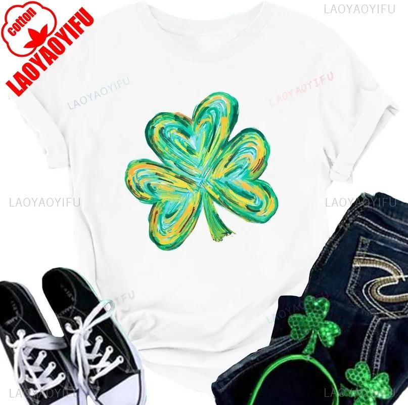 St Patricks Day Shirts Women Green Shamrock Tee Lucky Shamrocks Irish Casual T Shirt Paddys Day Cotton Short Sleeve Tops S