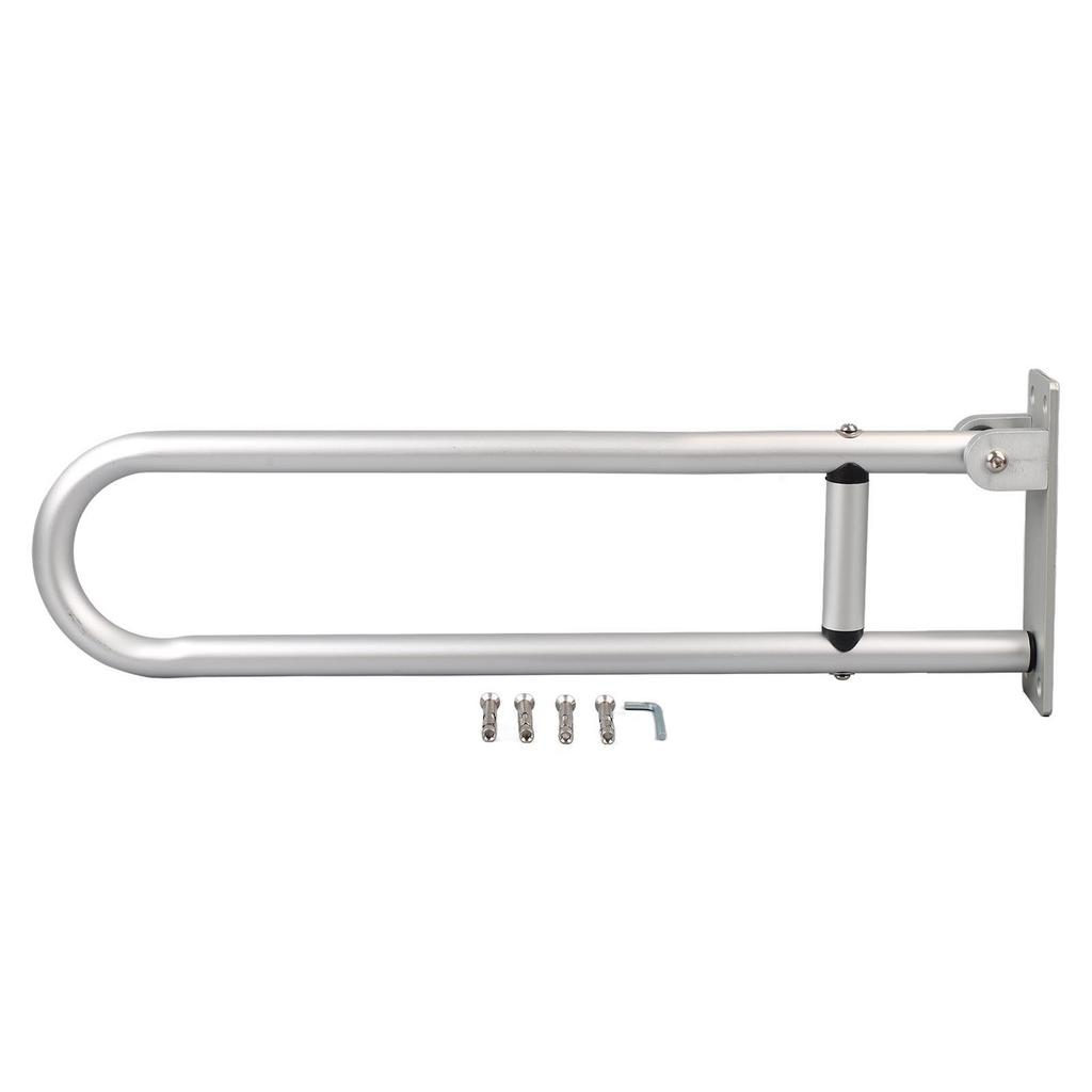 Flip Up Grab Bars Aluminium Alloy 23.6in Long Easy Mounting Foldable Bathroom Grab Bars for Toilet