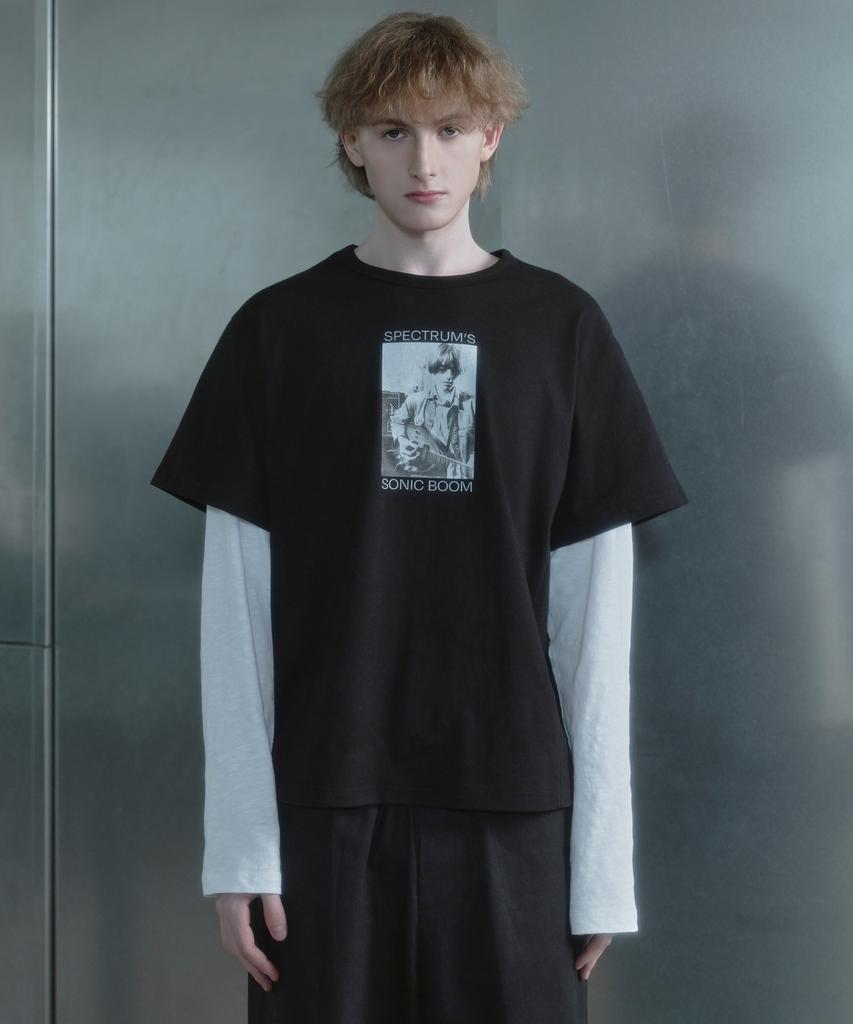 Kilyu Sonic Boom Layerd Long Sleeve T-Shirt_Black