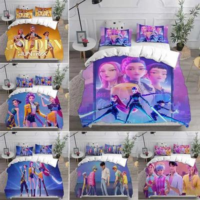 KPop Lovci démonů Ložní sady EU Jednolůžko Přikrývka Prošívaná přikrývka Povlak na postel Povlak na peřinu Povlak na polštář 2-3dílné sady Halloweenský kostým