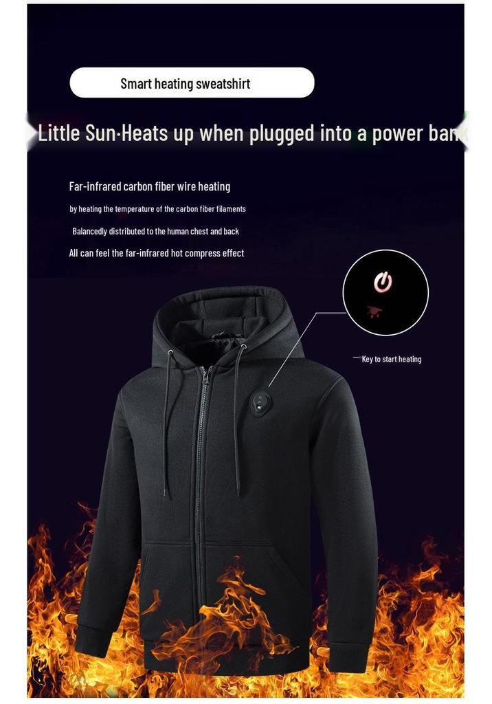 Heated Hooded Sweatshirt: Smart Couple's Jacket with Constant Temperature and Zipper