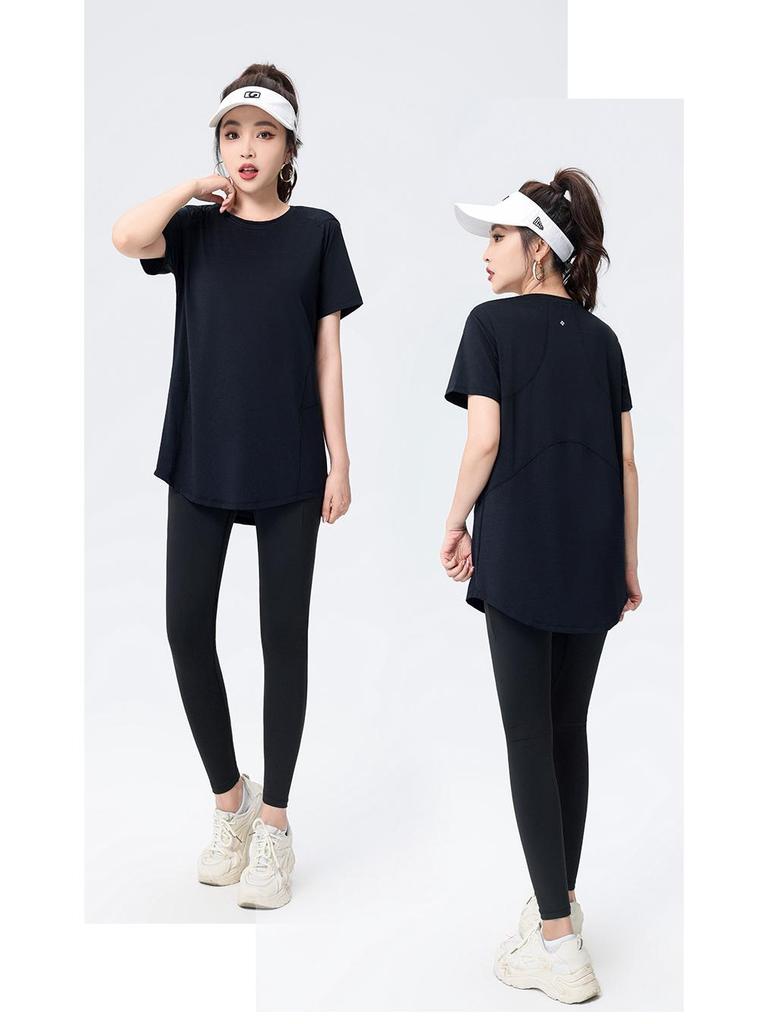 Sommer Fitness Top in Übergröße für Damen – Bauchbedeckendes Kurzarm Yoga & Lauf T-Shirt