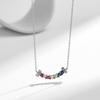 MODIAN 925 Sterling Silver Smile Square Rainbow Colorful Zirconia Pendant Necklace Fashion Neck Chain For Women Fine Jewelry