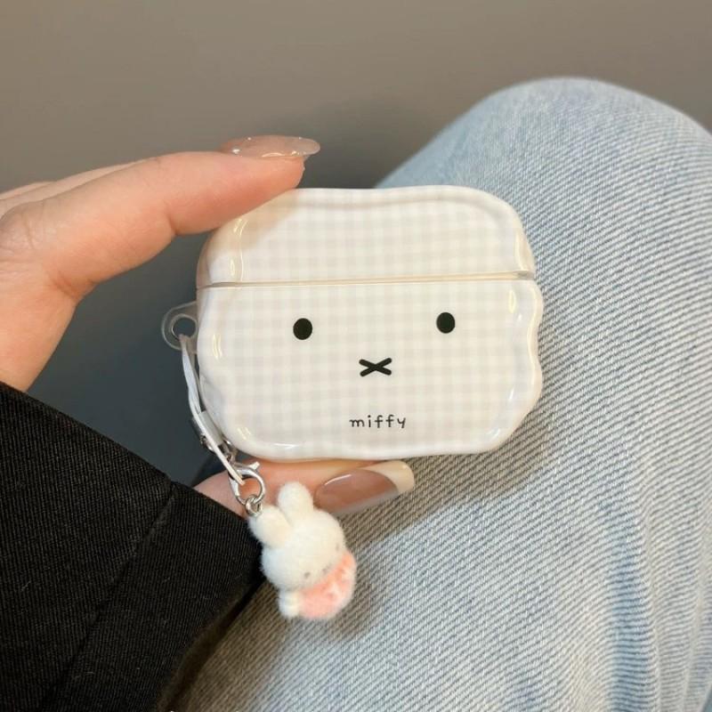 Ins Niedliches Kariertes Kaninchen Geeignet für Apple AirPods Pro 3. Generation Bluetooth-Kopfhörerhülle 4 Weich 2 Silikon-Schutzhülle