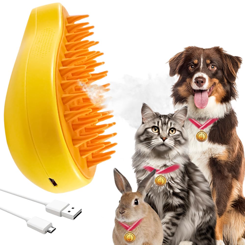 Multifunctional 3-in-1 Rechargeable Silicone Brush for Removing Tangled and Loose Hair from Cats and Dogs