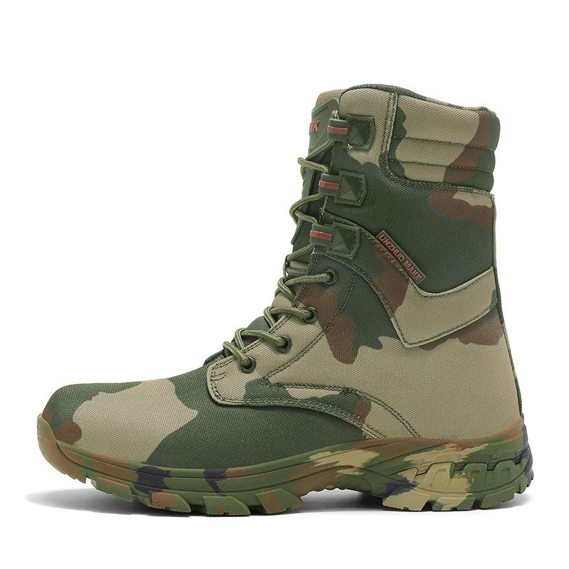 Men Hiking Shoes High-top Comfortable Combat Boots Men Outdoor Thick-soled Laced Anti-slip Casual Men's Shoes