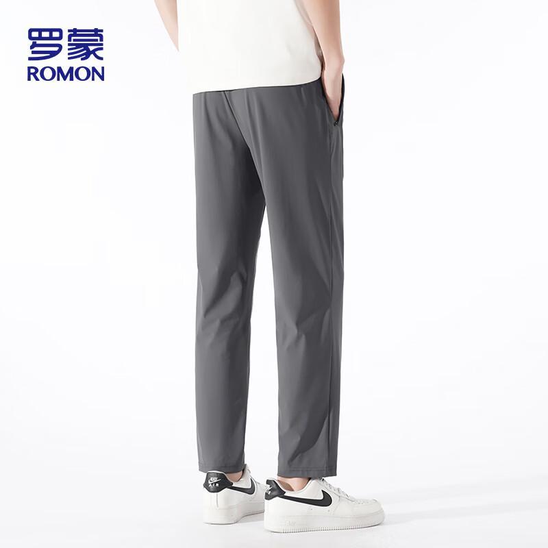 ROMON Men's Summer Thin Ice Silk Straight-Leg Casual Pants