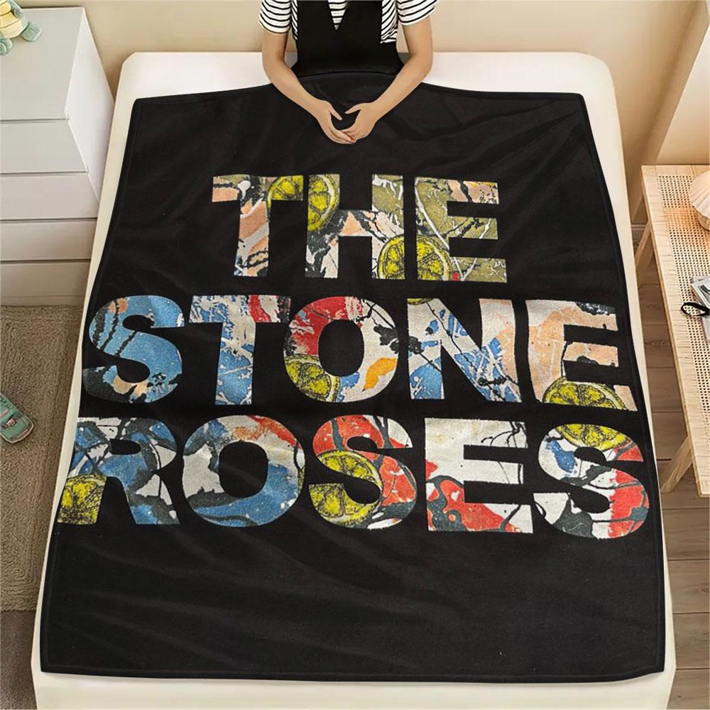 1 Stück The Stone Roses Gemustert Flanelldecke Geeignet für Alle Jahreszeiten für Heimdekoration Wärme und Komfort Geschenke Feiertagsgeschenk 80cm x 120cm gray