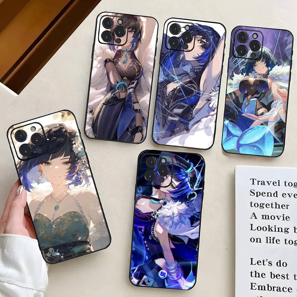 Yelan Anime Game Genshin Impact Phone Case For IPhone 17 Air 16 15 14 13 Pro Max 11 12 Black Silicone Cover