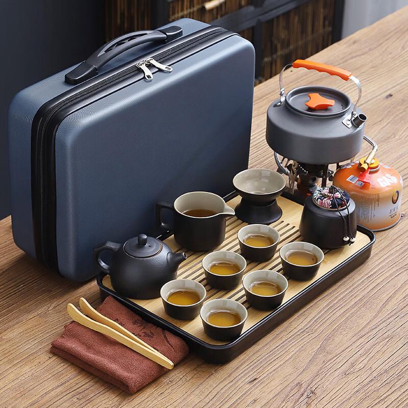 Zhuijia Black Pottery Portable Travel Kung Fu Tea Set