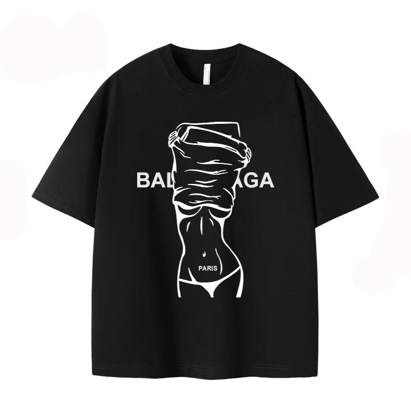 

Новейшая сексуальная модель забавный принт 100% хлопок мужские футболки короткий рукав футболка летняя пара свободные женские повседневные спортивные топы XXXXXL чёрный