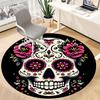 1pc Sugar Skull Flowers Office Round Area Rug, Under Office Chairs Bedroom Living Room Home Decor, Room Deco, Available In Various Sizes
