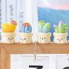 Mini Figura de Cacto de Resina Fofa Ornamento de Planta em Vaso Miniatura Pequena Planta Artificial de Cactos Falsos para Painel do Carro Escritório em Casa Mesa