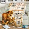 To My Dad Fleece Blanket, Dad Gift From Daughter, Lion Dad Blanket, Father's Day Gift, I Love You Dad, Personalized Throw