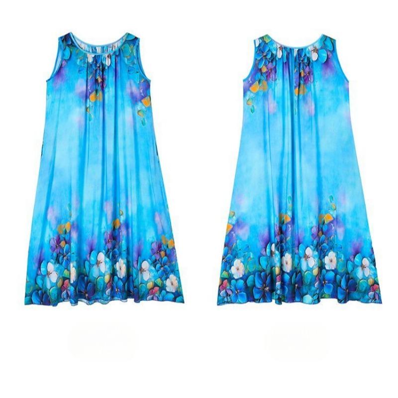 Plus Size Sleeveless Boho Dress Ethnic Summer Beach Maxi Long Dress Vacation Fashion