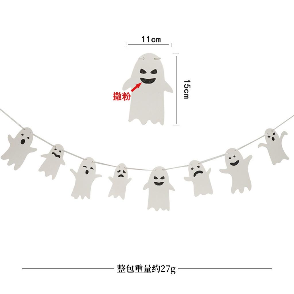 Halloween Ghost Festival Theme Decoration Flag Bar Shopping Mall Layout Cartoon Banner Latte Flower String