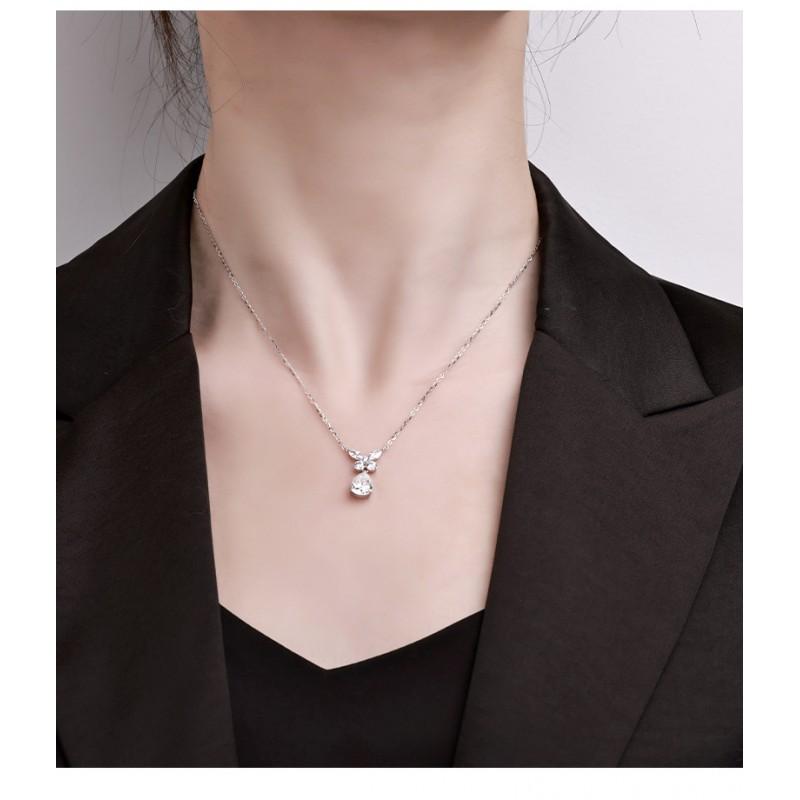 Super Love Butterfly Necklace Women Full Inlay 2ct White Moissanite Fashionable High-end