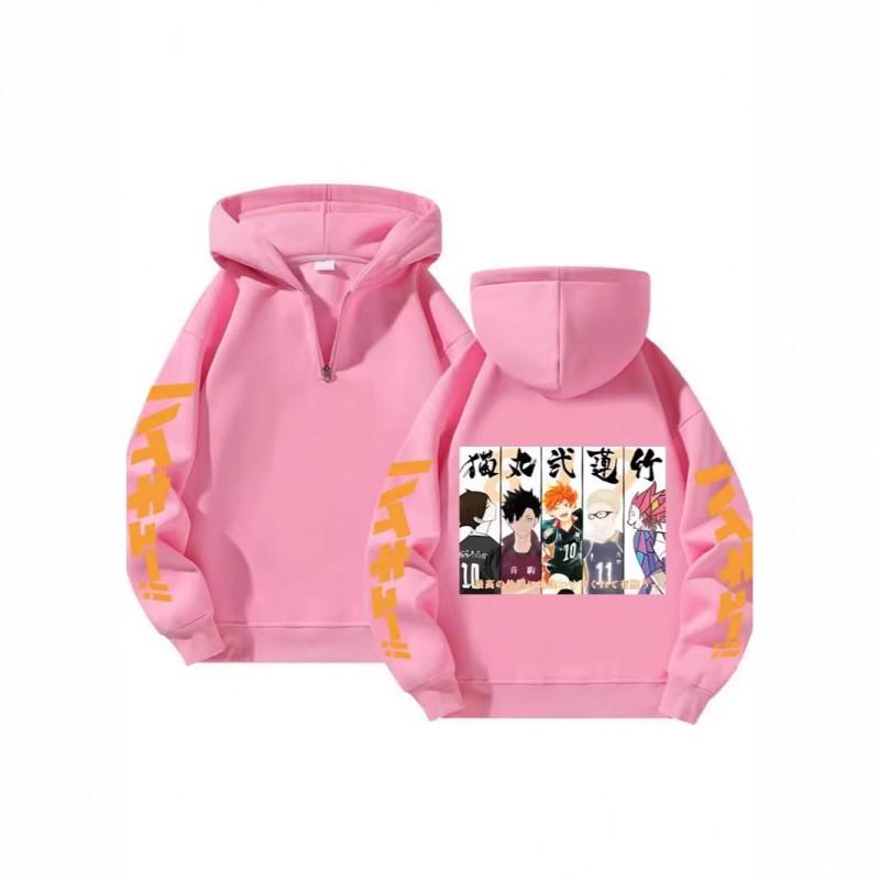Haikyuu Volleyball Anime Oversized Quarter-Zip Hoodie Teens Adults Unisex Comfort Fit