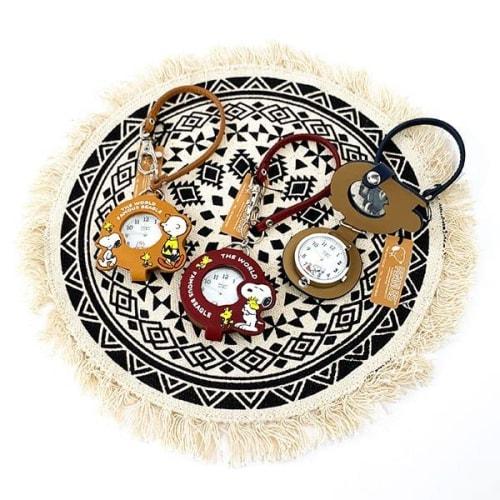Fieldwork Snoopy Pocket Watch with Magnifying Glass, Bag Charm, Brown, PNT028-1, Women's