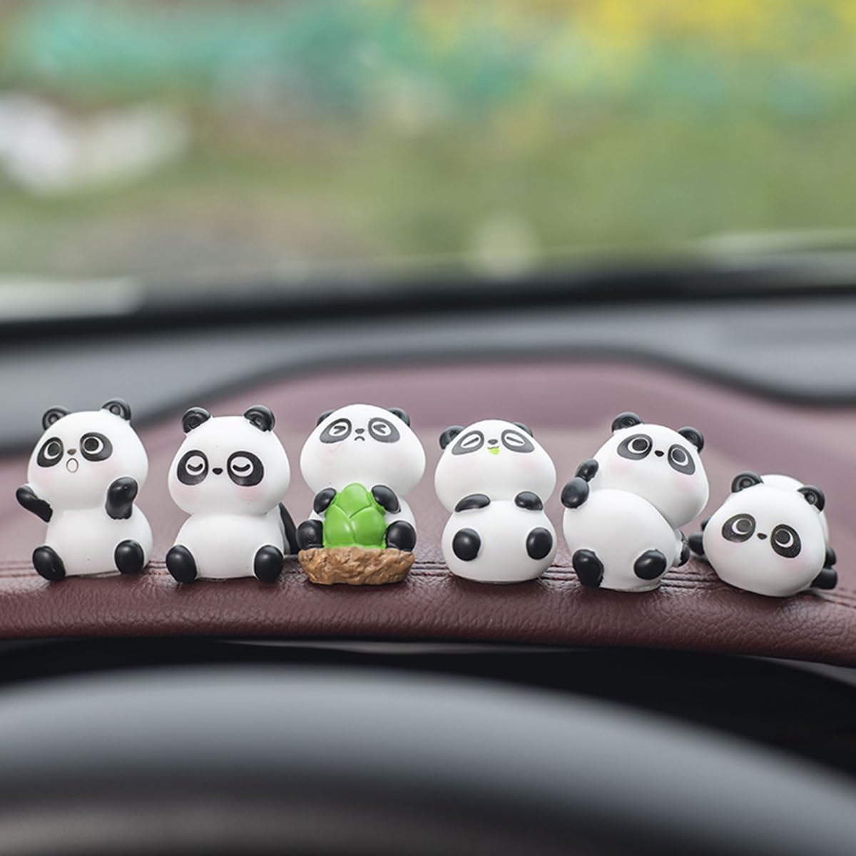 

Mini Resin Panda and Orange Car Rear View Mirror Accessories, Funny Dashboard Decorations, Cute Car Interior Decors Ornament Gifts (Set of 6) Set of 6