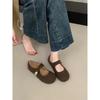 Graue Mary-Jane-Schuhe Herbst Wortriemen Einzelne Schuhe flach