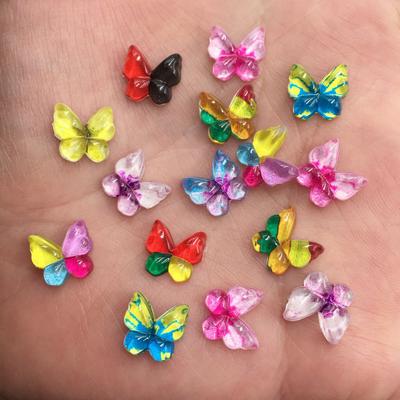 80pcs Mix Resin 10mm Colorful Butterflies Flat Back Rhinestone Appliques DIY Wedding Scrapbook Craft