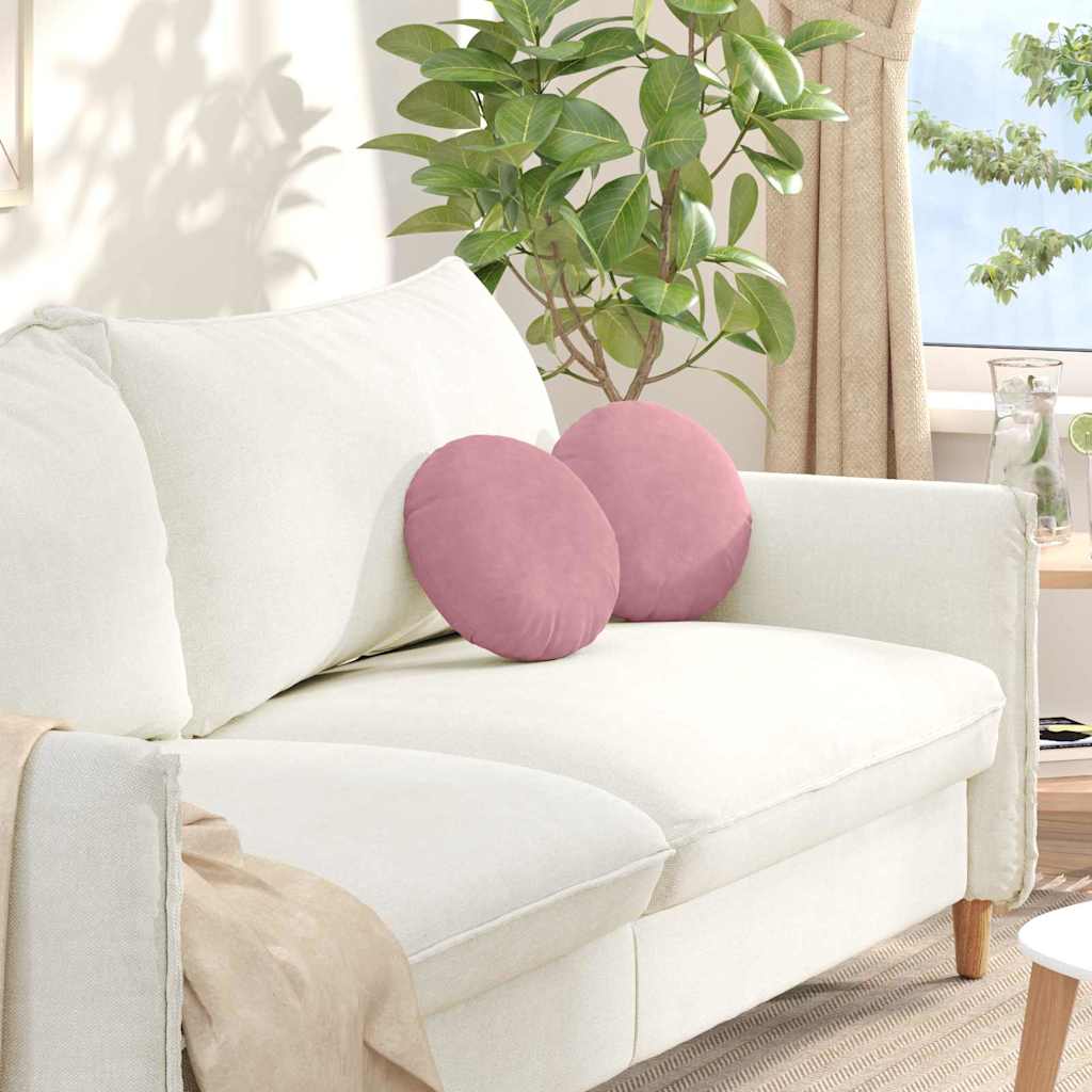 Seat Cushion 2 pcs Pink Ø30 x 13 cm Velvet