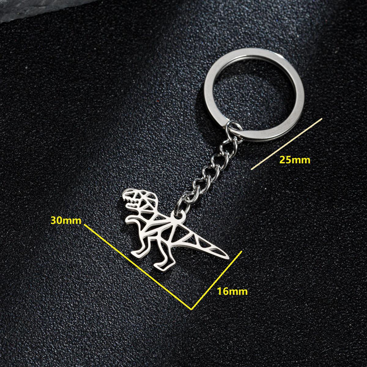Geometric Stainless Steel Tyrannosaurus Rex Keychain Pendant стальной