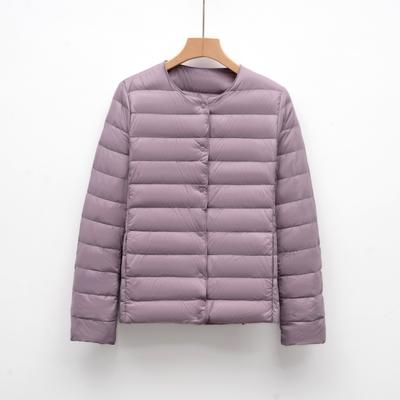 0-10℃  Lightweight Women's Short Round Neck Autumn and Winter Simple Round Neck Warm Jacket Solid Color Long-sleeved Down Jacket Liner