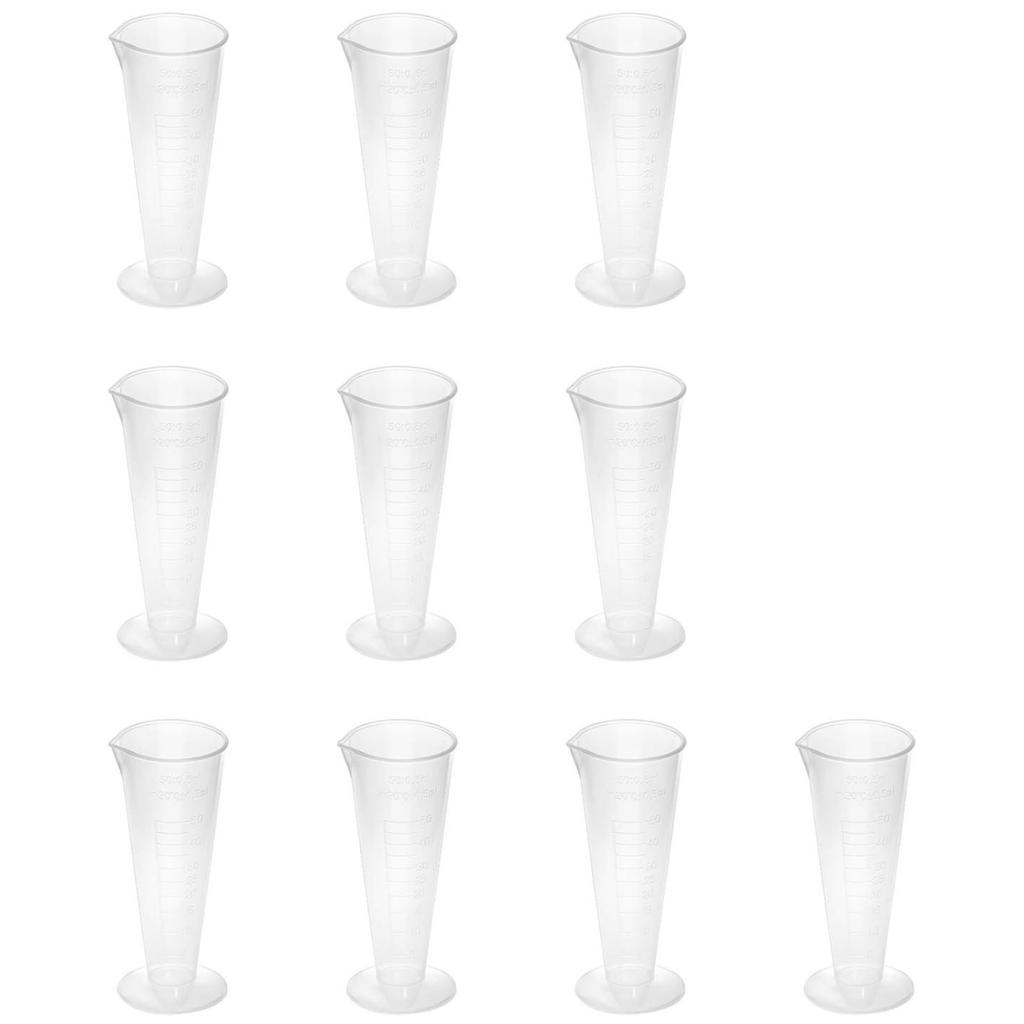 Set of 50ml Graduated Plastic Laboratory Beakers 10 Pcs