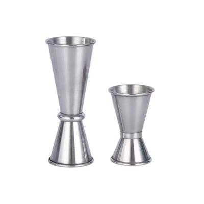 Standard Measuring Cups, Set of 2, Stainless Steel, Graduated Markings, Double-Headed, One-Piece Design, Cocktail Jigger Cups, Professional