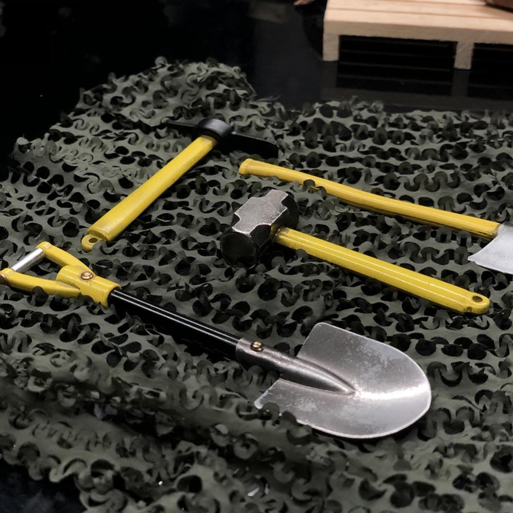 Mini 4 Adet Metal Kürek Çekiç Balta Kazma Aleti 1/10 RC Araba TRX4 SCX10 D90