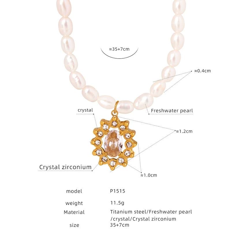 LT-P1521 New Retro Style Light Luxury French Pendant Necklace Titanium Steel 18K Gold/Silver Plated Zircon Heart Shape Jewelry